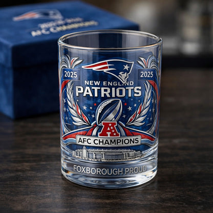 New England Patriots AFC Champions 2025 Commemorative Whiskey Glass