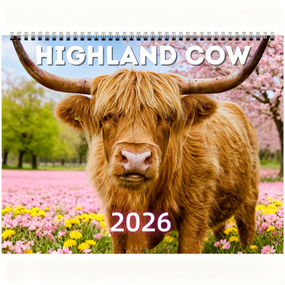 Highland Cow Wall Calendar 2026 🐮📅