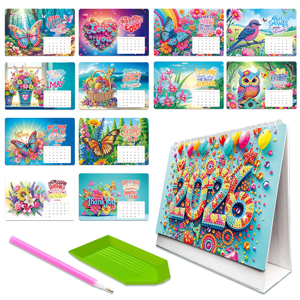 🗓️2026 DIY Special Shape Desktop Diamond Standing Calendar🎁Buy 2 Free Shipping