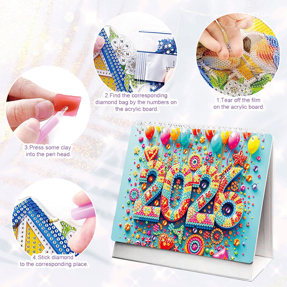 🗓️2026 DIY Special Shape Desktop Diamond Standing Calendar🎁Buy 2 Free Shipping