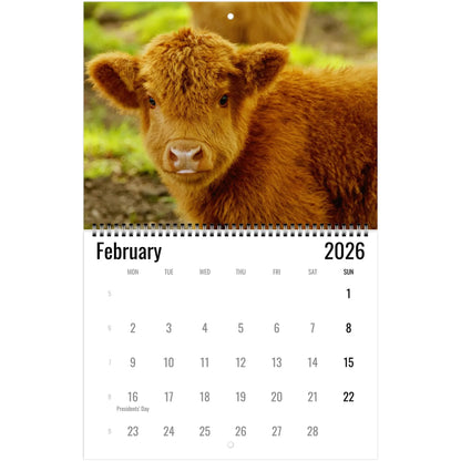 Highland Cow Wall Calendar 2026 🐮📅